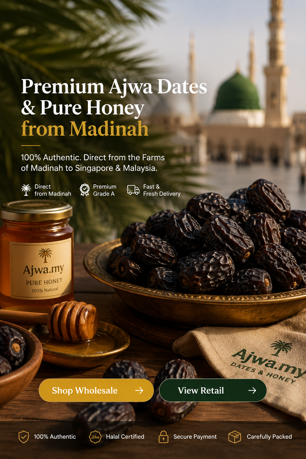 Premium Ajwa Kurma Dates from Madinah — Free Delivery to Singapore